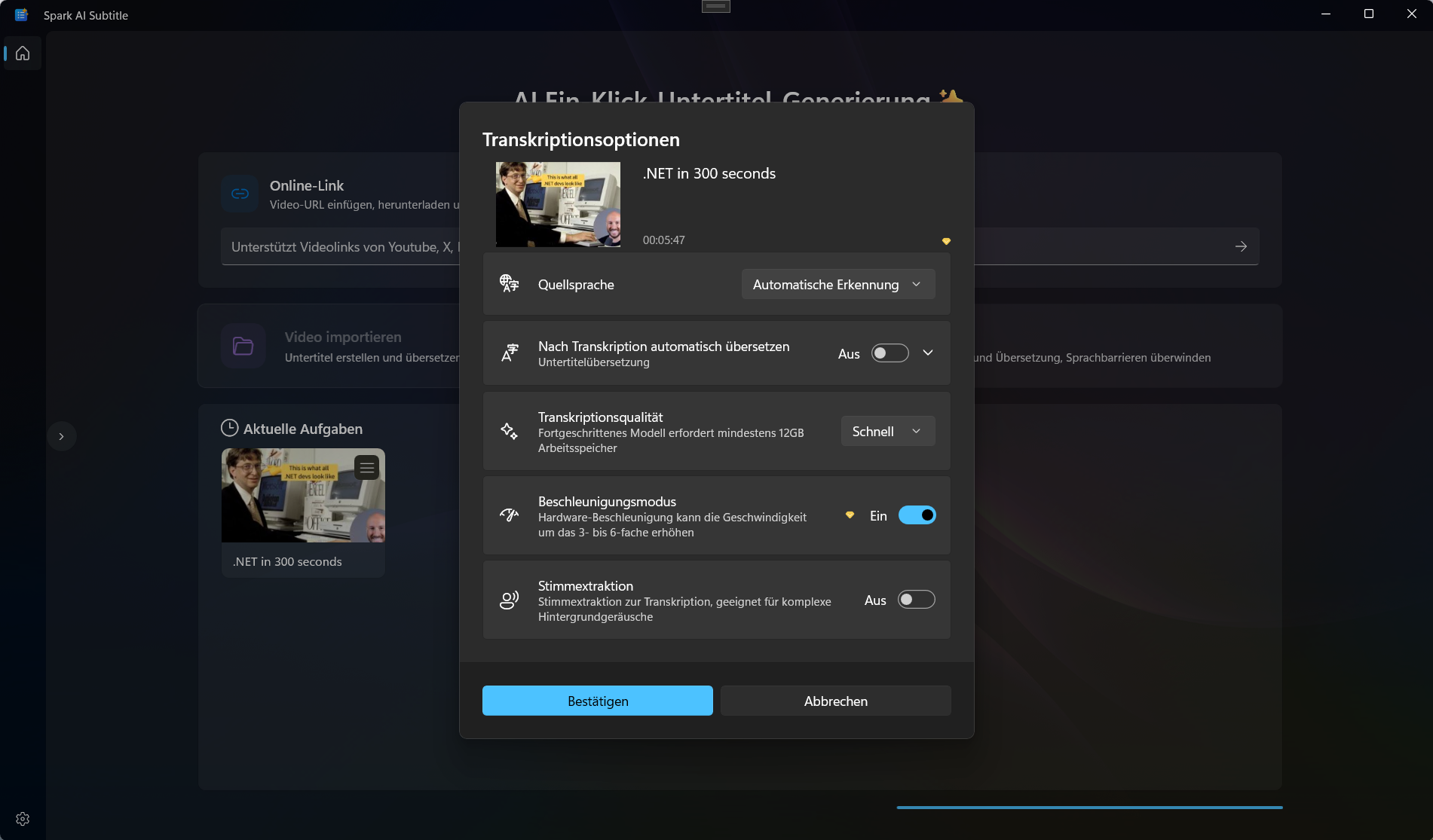 Spark AI Subtitle Funktionen