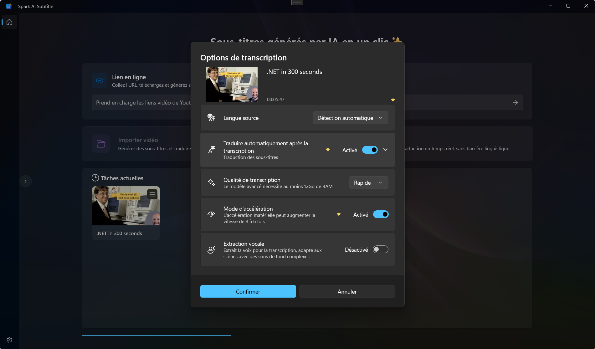 Fonctionnalités Spark AI Subtitle